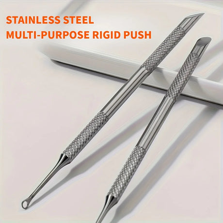 Stainless Steel Multi-Functional Dead Light Beige Remover & Cuticle Pusher Portable Nail Care Tool for Manicure Pedicure