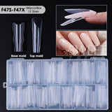 180pcs New Sandwich Nail Extension Mold Interlayer Dual Nail Forms Easy To Shape Oval/Coffin Mixed 15 Size Prolong Tool Manicure