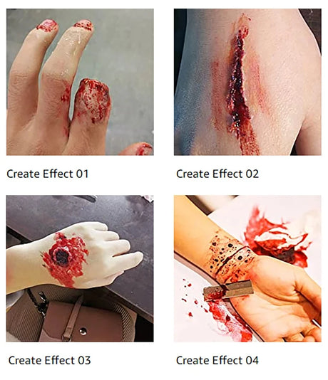 SFX Makeup Kit Scars Wax Halloween Special Effects Stage Fake Wound Skin Wax with Spatula Stipple Sponge Fake Wood Special