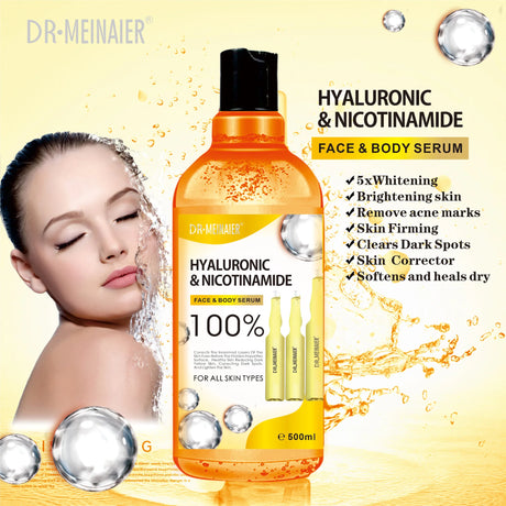 500ML Vitamin C AHA HYALURONIC& NICOTINAMIDE Face Serum Moisturizing Lightening Body Cream