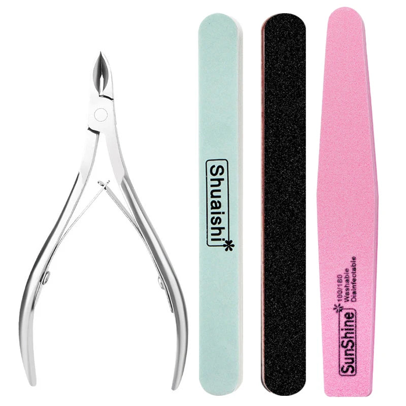 Nail Art Sand File Buffer Sponge Block Brush Nail File Set With Nail Clippers Scissors Dead Skin Remover Care Manicure Kit Tools