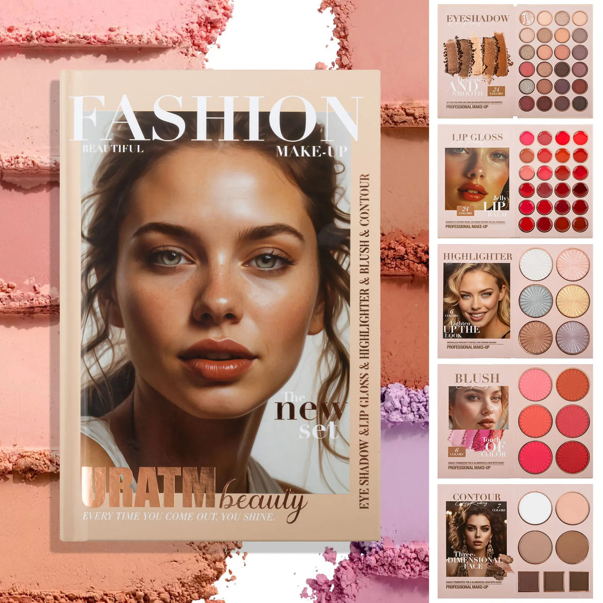 Eye Shadow Palette Five-page Flipbook Matte Pearlescent Lasting Non-smudge Multi-function Blush Contouring Highlighter Makeup