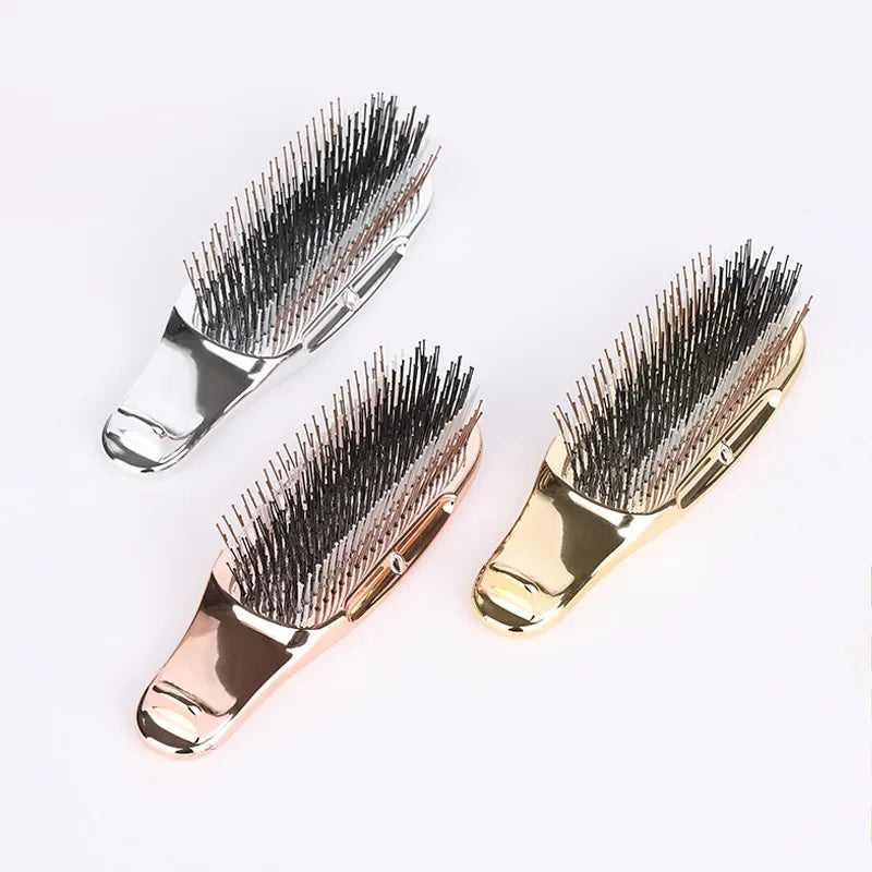 Japanese Premium Head Massager Scalp Brush Hair Massager Shampoo Brush Wet Plastic Detangling Brush Hair Cleaning Comb Rose Gold