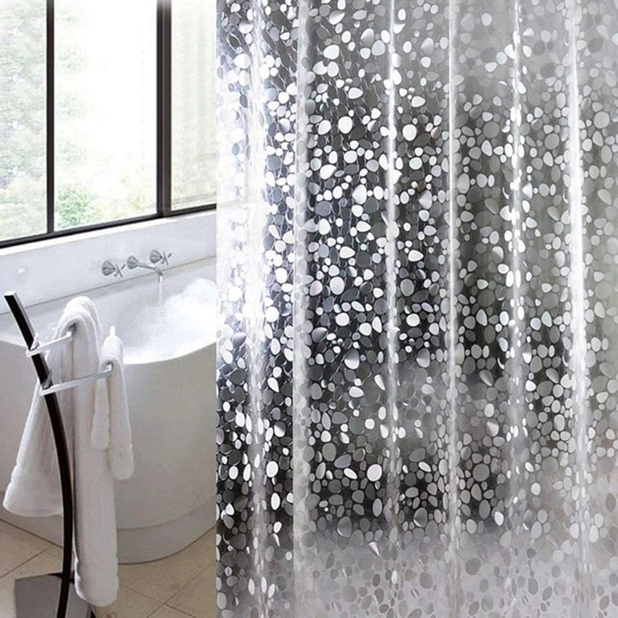 PEVA Pebble Shower Curtain Transparent Lining Waterproof Bathtub Bathing Cover Cobblestone Bathroom Bath Curtains Liner