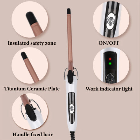 Euro-standard 0.51-inch ultra-fine curling iron, constant temperature hair protection, suitable for curly hair styling, unisex