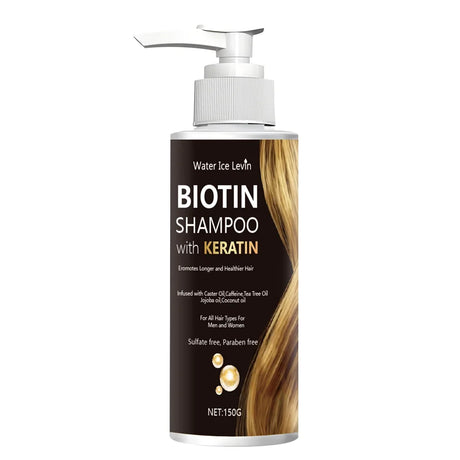 Water Ice Levin Biotin & Keratin Shampoo, Sulfate/Paraben Free, With Nourishing Oils, For Longer Healthier Hair, All Hair Types