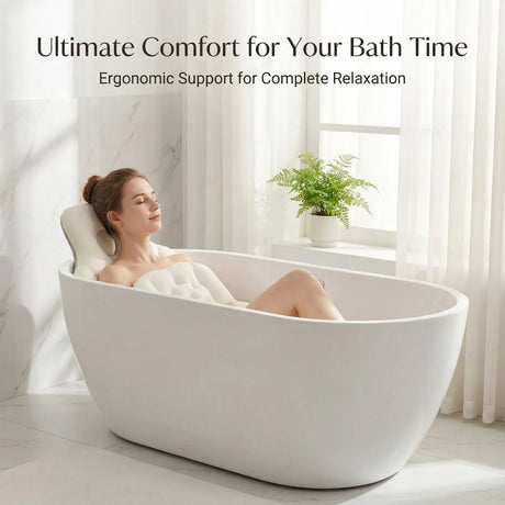 Bath Pillow Comfortable Cushion Spa Bathing Pad Bathtub Cushion Non-Slip Waterproof Neck & Back Relax Bathroom Supply