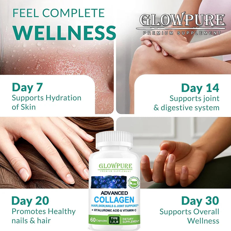 Multi Collagen Peptides Capsules  for Women Men Skin, Wrinkles, Antioxidant, Joint Supplement