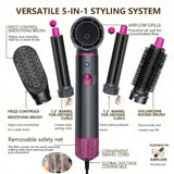 1 Set 5 In 1 Multifunctional Hair Dryer Styling Hot Air Brush Set For Women Girls Home Salon Travel Daily Use Birthday Mother's Day Christmas Holiday Gift Hair Drying Curling Straightening Volumizing Tool Hair Dryer Styling H