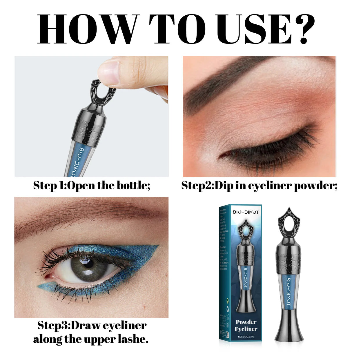 Black Eye Liner Powder Eyeliner Makeup Long-Lasting Eyeliner Waterproof Eyeliner Powder Easy to Wear Smooth Eye Makeup Tools