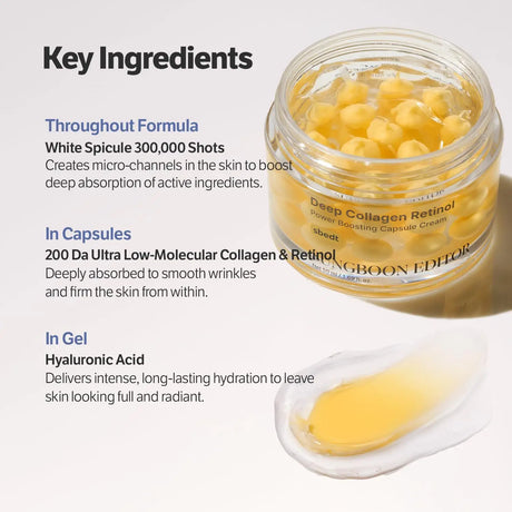 Korean Deep Collagen Skin Care Set - Silk Peptide Ampoule,Power Boosting Cream In Serum Retinol Capsule Brightening Moisturizing