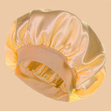 1Pc Women Wide Brim Satin Bonnet, Solid Color Waterproof Shower Cap Soft Silk Hair Protection Hat