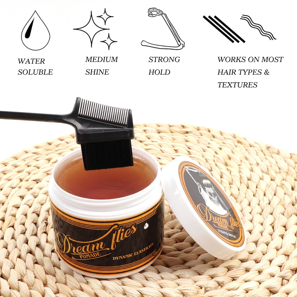 Man Retro Styling Pomade Gel Long-Lasting Moisturizing Hair Wax Pomade For Fluffy Hair Toupee Caramel Hair Oil Barbershop Tools