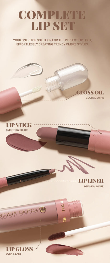 4pcs/10pcs/set Nude Lip Gloss Matte Velvet Lipstick Waterproof Long-lasting  Liquid Lipstick Women Moist Lip Tint