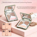 All-in-One Contour Palette Makeup Pearlescent Highlighter&Matte Nose Shadow Shimmer Sculpt&Define Beauty Natural Finish Cosmetic