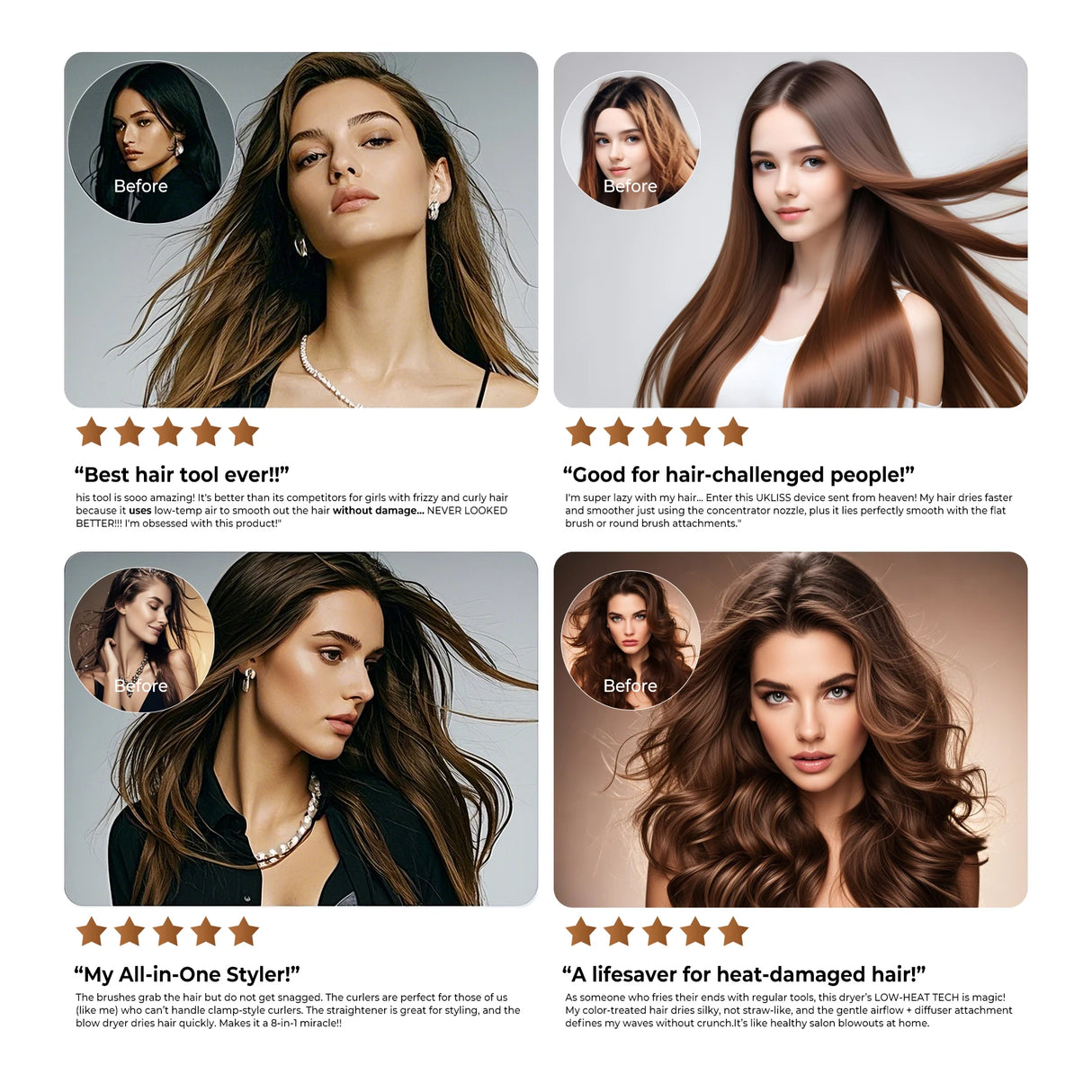 8 in 1 Hair Dryer Brush High Speed Brushless Blow Dryer Negative Ionic Hair Heating Brush Hot Air Styling Comb Auto Hair Curle