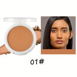 Wheat Bronzing Powder for Dark Skin, Matte Finish, Sweatproof & Oil Dark Foundation Concealer, Powder Puff And Mirror