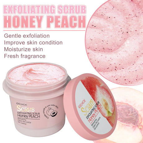 Honey Peach Body Scrub Cream Deeply Cleansing Exfoliating Scrub for Smooth & Glowing Skin Dead Skin Removal Moisturizing
