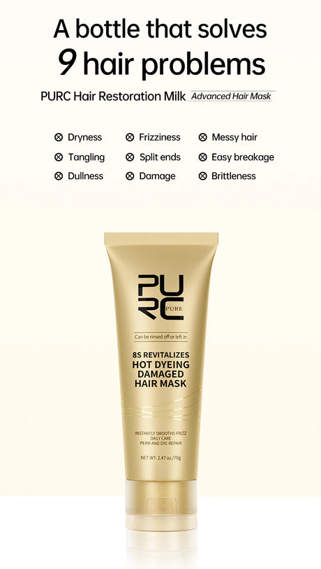 PURC 8 Seconds Magic Hair Mask Keratin Straightening Repair Damaged Frizy Treatment Soft Smoothing Professional Hair Care Cream
