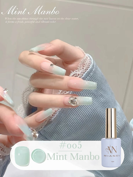 MN 12ML Selling Mint Mambo Gel Nail Polish ilky Green Blue-green Series Gel Polish Blue Nails Green Nail Summer Nail Spring Nail