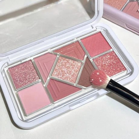 Nine-Color Eyeshadow Palette Blush Highlight Makeup Pearly Highgloss Shimmer Pink Brown Earth Color Fine Sequins Eye Shadow