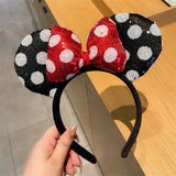 Mouse Ears Headband Girls Polka Dot Bow Sparkling Cartoon Hairdband Holiday Party Travel Hair Accessories Festival Party
