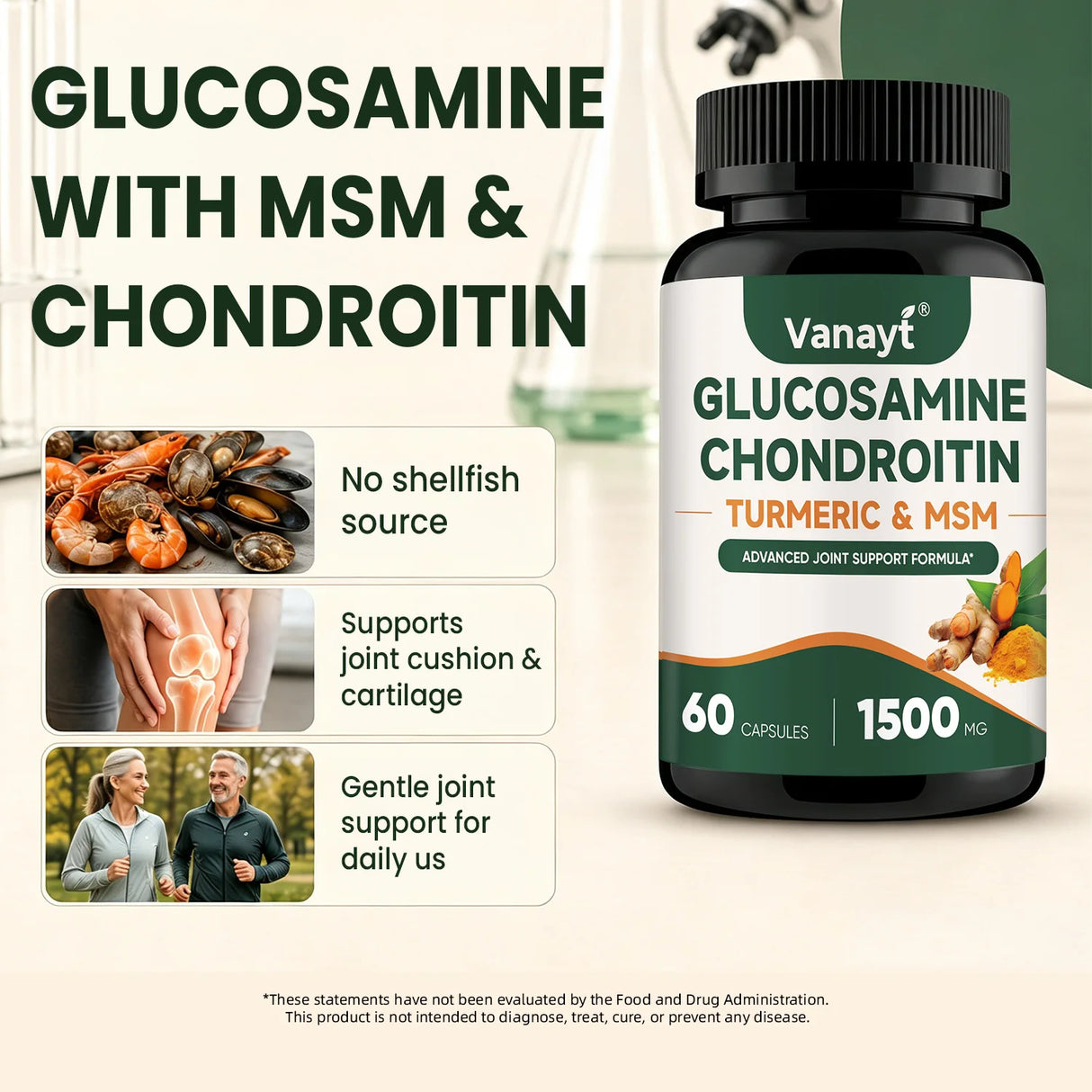 Glucosamine Chondroitin MSM Turmeric Capsules - 3x Strength, Supports Joint Health, Joint Mobility & Comfort for Men and Women