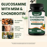 Glucosamine Chondroitin MSM Turmeric Capsules - 3x Strength, Supports Joint Health, Joint Mobility & Comfort for Men and Women