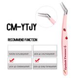 GEMERRY Eyelash Pink Strawberry Stainless Steel Superhard Tweezers For Lash Extension High Precision Anti-Static Makeup Tweezer