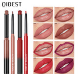 QIBEST Matte Nude Lipstick Pen Long Lasting Lipliner Lip Pencil Waterproof Lip Liner Contour Sexy Red Lip Makeup Set For Women