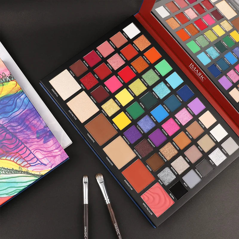 IMAGIC 56 Color Eyeshadow Palette 4in1 Highlight Contour Blush Eye Shadow Make UpWaterproof Long Lasting