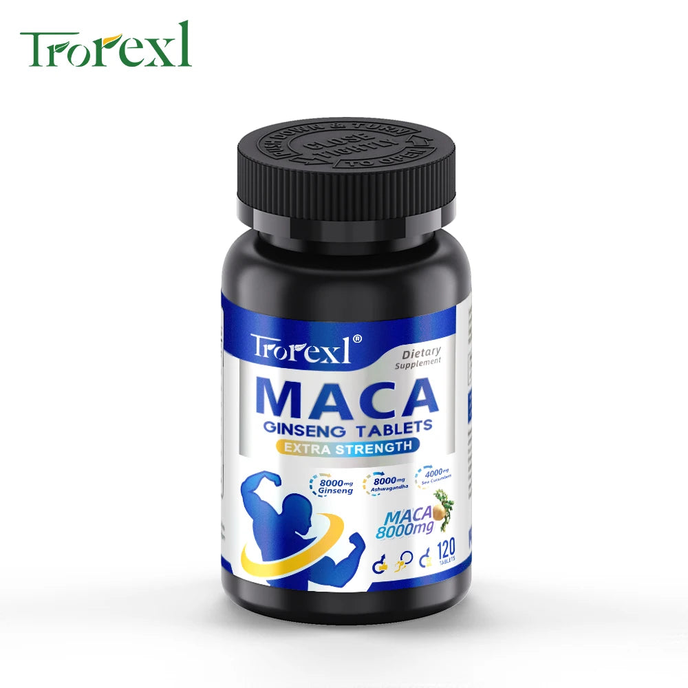 120 Caps MACA Ashwagandha Ginseng Natural Morning Stamina & Boost Flow Enhancer Immune Support | Kosher/Halal Certified