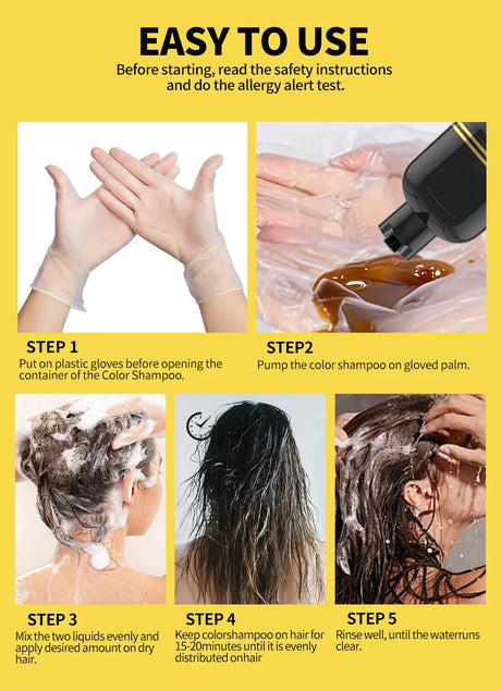3 In 1 Herbal Healthy Hair Dyeing 500ml Black Hair Dye Shampoo For Men Women Plant Instant Color Shampoo Ginger Black Hair Dye