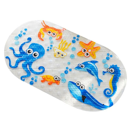 Soft Cartoon PVC Kids Anti Slip Bath Mat Non Skid Safety With Sucker Shower Mat Massage Bathtub Mats Pad