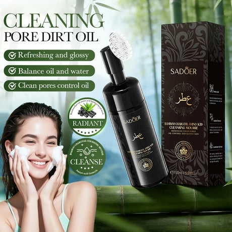 SADOER Vitamin C Facial Cleanser Deep Cleansing Face Wash Foam Moisturizing Whitening Face Wash Massage Cleansing Foam Skin Care