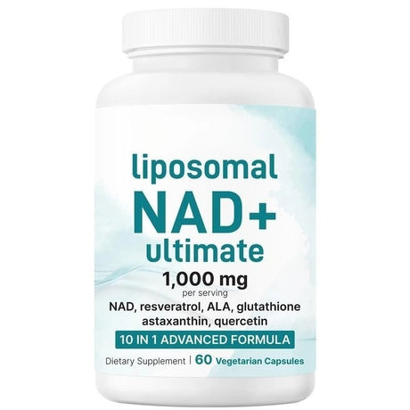 NAD+ Supplement with Glutathione Resveratrol Astaxanthin 10-in-1 Formula 60 Capsules for Men and Women Daily Wellness