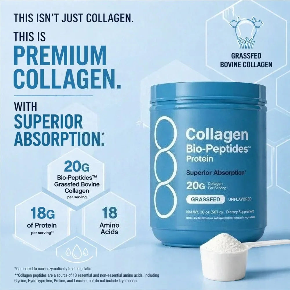 Collagen Peptides Powder Hydrolyzed Protein Unflavored Easy Mix Daily Beauty Nutrition Supplement High Protein Collagen Powder