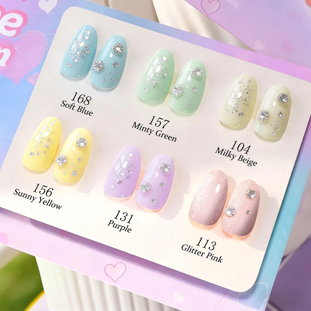 LIMEGIRL 6pcs/set Gel Nail Polish Ice Cream Color Vernis Semi-Permanent UV Gel Nail Art Varn Nail Polish Gel kit