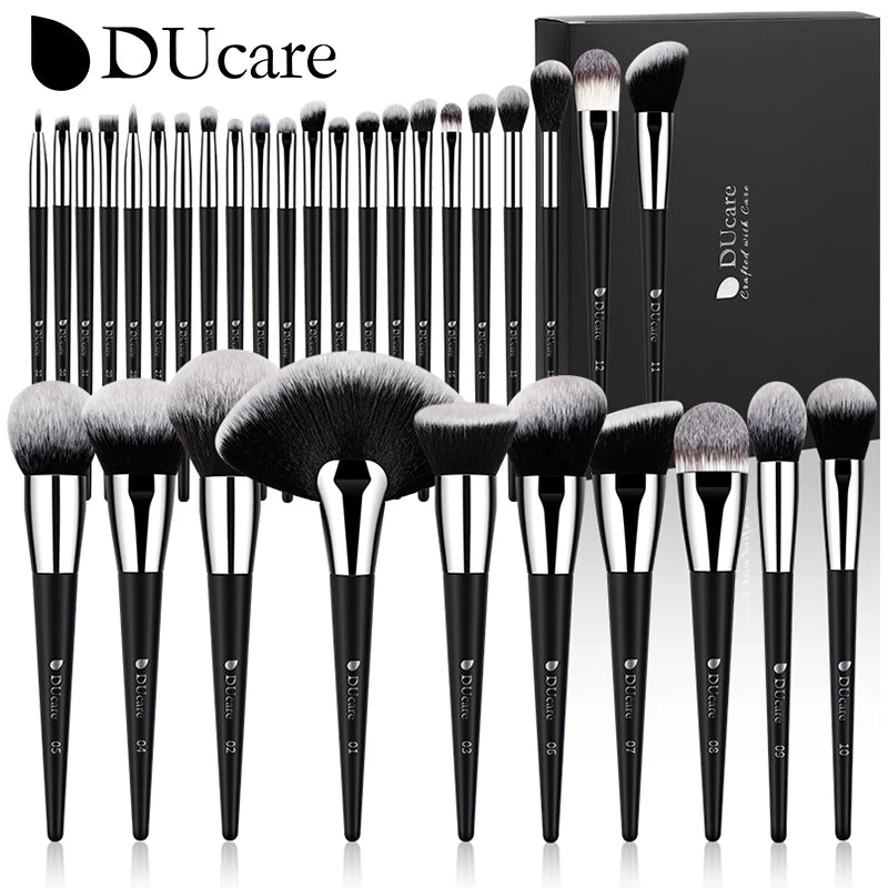 DUcare Black Makeup Brush Professional Makeup Eyeshadow Foundation Powder Soft Synthetic Hair Makeup Brushes Brochas Maquillaje