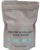 Creatine & Collagen Powder Stick Packs Supports Strength Recovery & Skin Health – Daily Nutrition Supplement  20Servings Per Bag