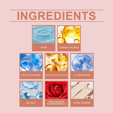 Perfume Body Scrub Hydrating Smoothing Skin Natural Exfoliating Salt Rose Coral Amber Vanilla Scent Moisturizing Cleansing Skin
