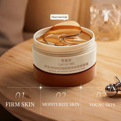 A Box of 60 Caffeine and Niacinamide Revitalizing and Firming Eye Masks, Rich in Ingredients Beneficial for the Body, Can Be Used on the Entire Face, Releasing Eye Strain at Any Time, Providing Hydration and Firming, Alcohol-