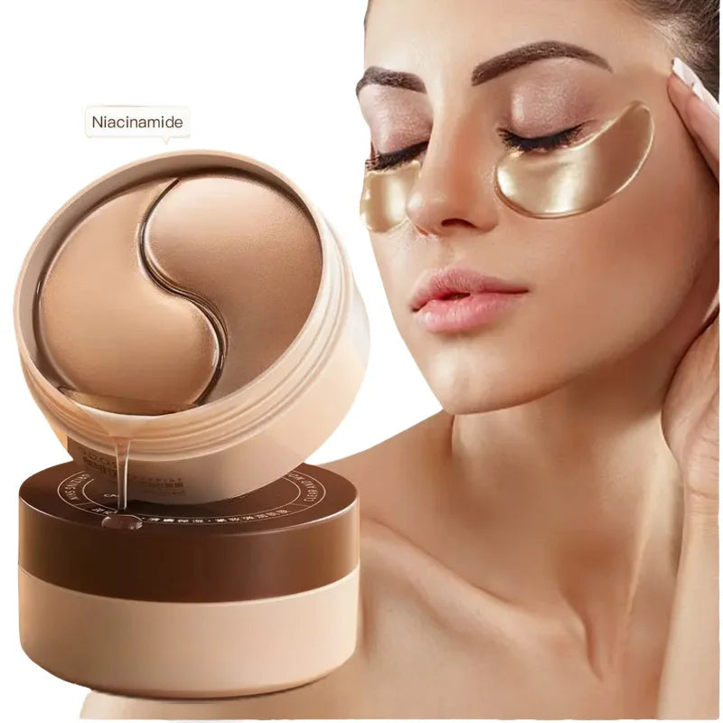 A Box of 60 Caffeine and Niacinamide Revitalizing and Firming Eye Masks, Rich in Ingredients Beneficial for the Body, Can Be Used on the Entire Face, Releasing Eye Strain at Any Time, Providing Hydration and Firming, Alcohol-