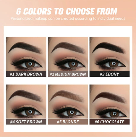 6 Colors Waterproof Eyebrow Tint with Brush Long-Wearing Full-Pigment Smudge-Proof Eyebrow Pomade Natural Wild Brows Makeup