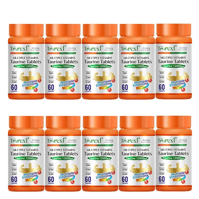Organic Taurine Pills - 60 Tablets 100% Pure Non-GMo Supports Reproductive Health Natural Energizer