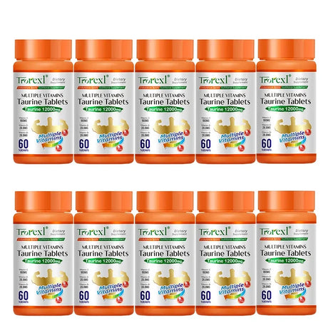 Organic Taurine Pills - 60 Tablets 100% Pure Non-GMo Supports Reproductive Health Natural Energizer
