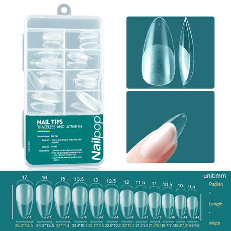 Nailpop 120pcs/box Gel X Nail Tips Medium Short Shape Almond/Square/Soft Gel Nail Tips False Nails Soak Off Easy Nail Extensions