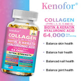 Multi Collagen Capsules - Types I, II, III, V & X Biotin Keratin Hyaluronic Acid MSM Zinc Magnesium,Hair Skin and Nails Vitamins
