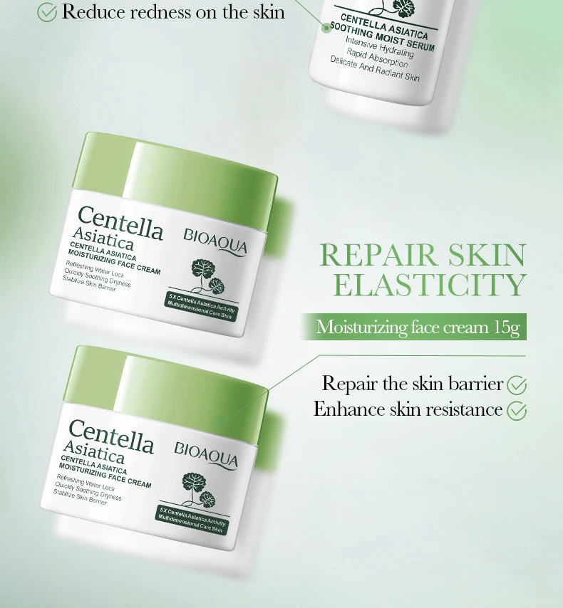 5pcs/set BIOAQUA Centella Asiatica Skin Care Sets Moisturizing Facial Cleanser Face Cream Serum Anti-Aging Facial Skin Care Kit