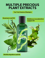 Tea Tree Essence Shampoo Hair Conditioner Set Deep Cleaning Moisturizing Scalp Strengthening Nourish Shiny Anti Hair Loss Care